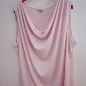 Dress Barn Sz 3X Blush Pink Sleeveless Cowl Neck Stretch Pull Over Blouse